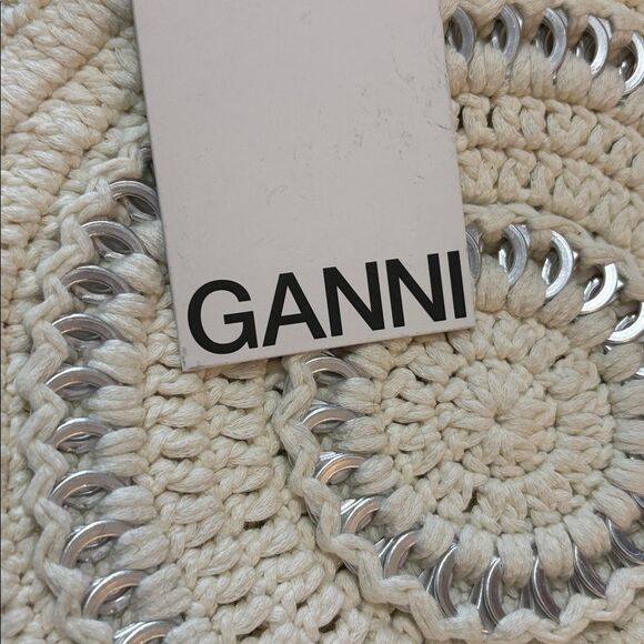 GANNI disc-embellished crochet beret NWT $195